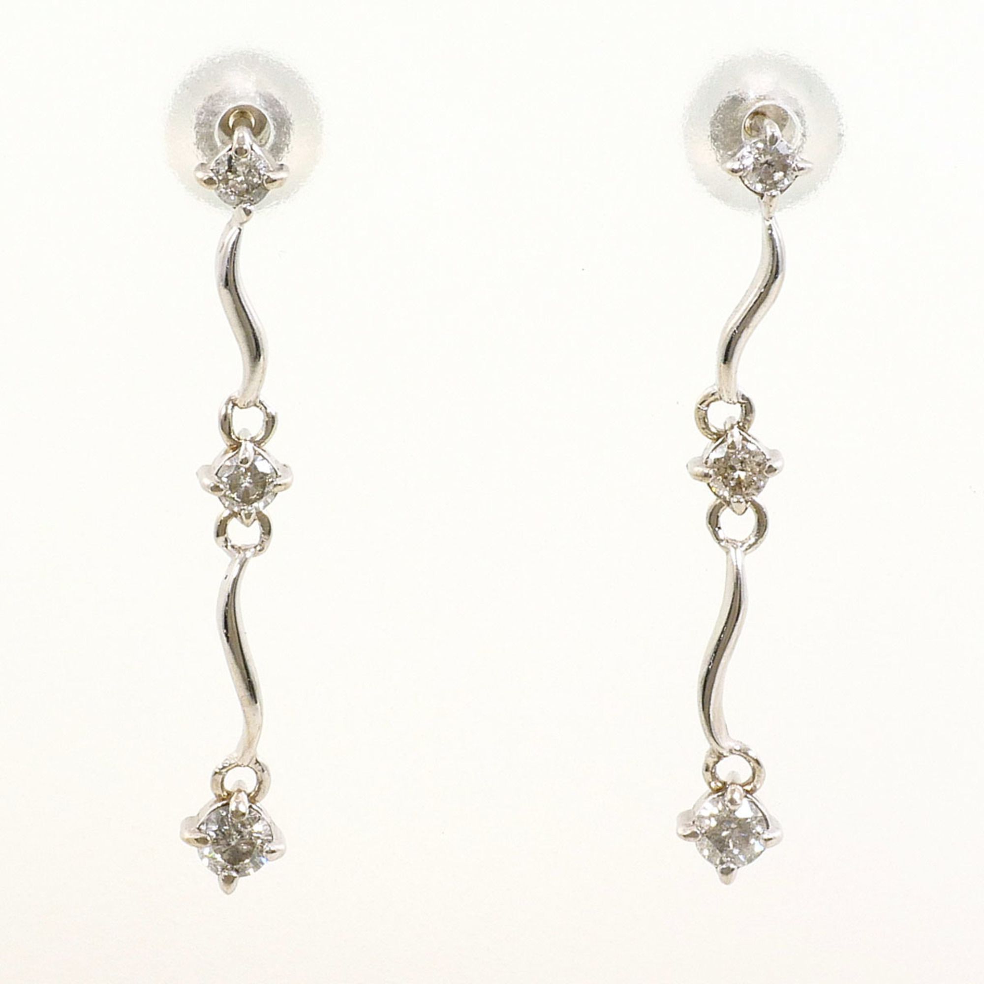 K14 14k Wg White Gold Earrings With 0.11ct Diamonds, Total Weight 0.6g, Like ...